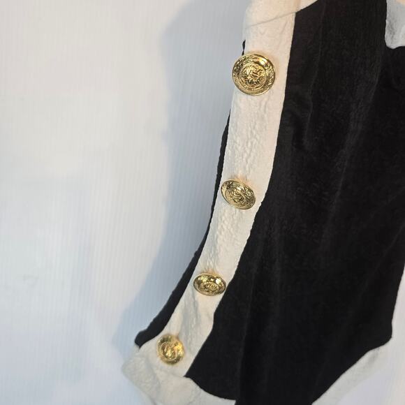 L'Agence Tory Bandeau One Piece Swimsuit Black White Gold Buttons S NEW - Picture 6 of 13